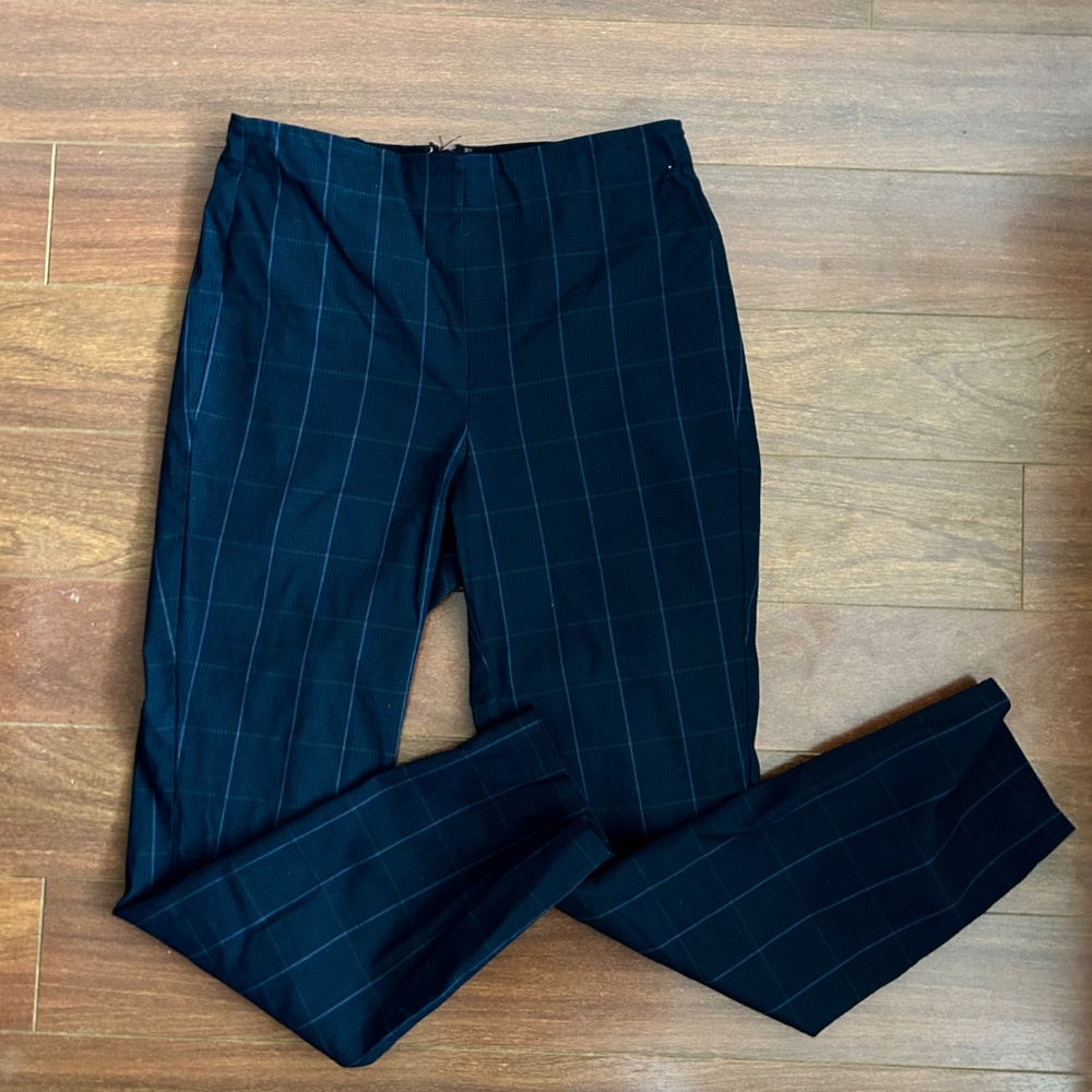 Rag & Bone Back Zip Slim Straight Pants – Blue Tartan – Size 8